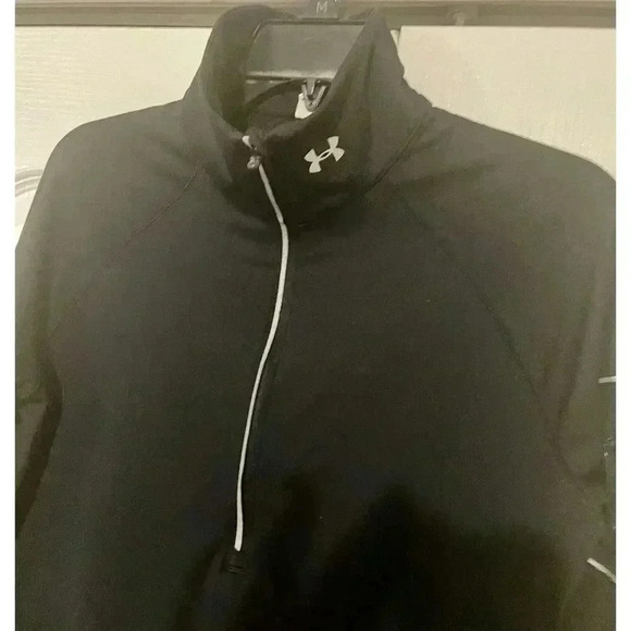 Under Armour Black 1/2 Zip Fitted Athletic Jacket Black Womens Fitted Sz M - Picture 3 of 11